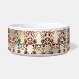 Tigela Elegant Gold Jewel Flowers Ceramic Pet Bowl
