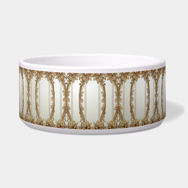 Tigela Elegant Gold Ornate Ceramic Pet Bowl (Frente)