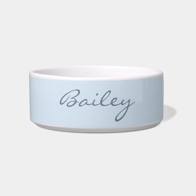 Tigela Elegant Soft Blue Handwritten Script Name Custom (Frente)