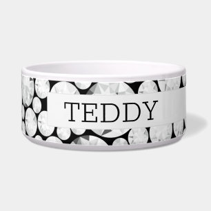 Tigela Elegante Diamond Gemstone PET NAME Glam Bling