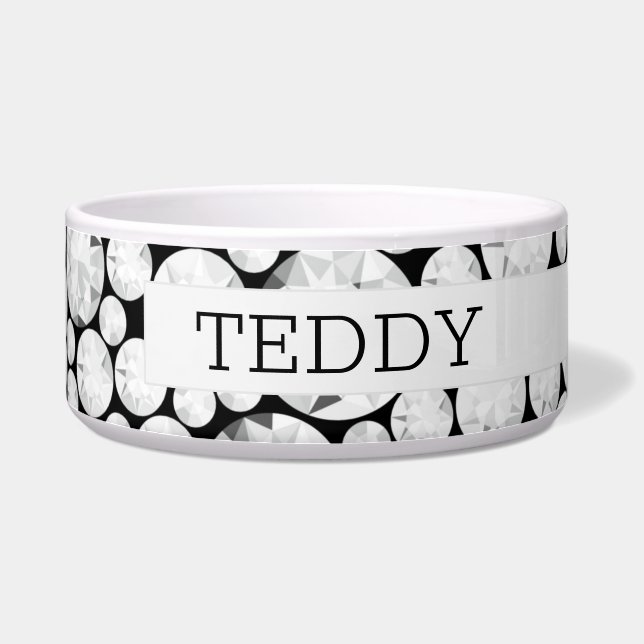 Tigela Elegante Diamond Gemstone PET NAME Glam Bling (Direita)