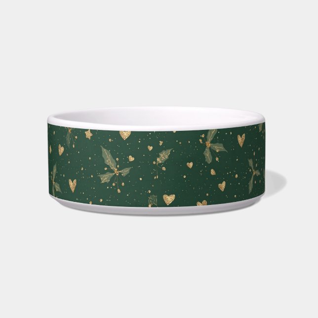 Tigela Elegante Emerald & Dourado Cat Bowl - Holida Luxur (Frente)