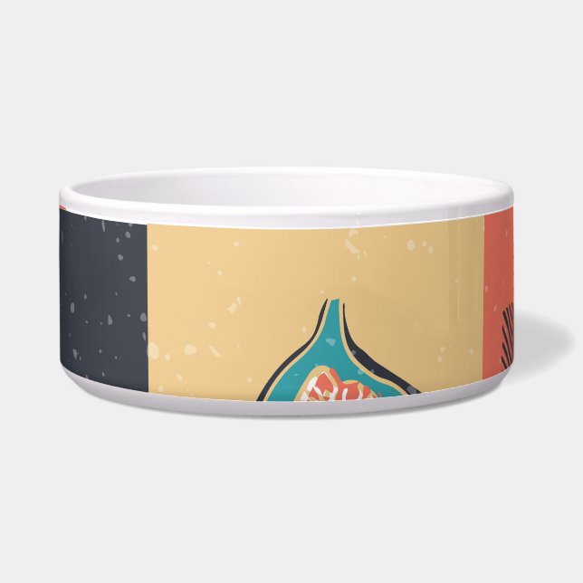 Tigela Elementos Natureza, Ícones de Estilo Retroativo. (Frente)