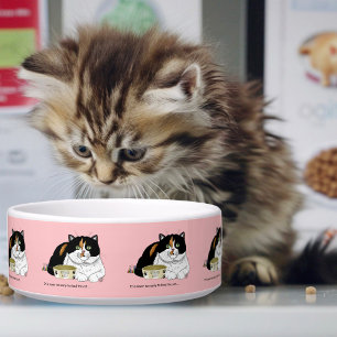 Tigela Engraçado Gato Malhado Mimado Alimentar Gato Rosa