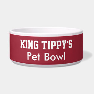 Tigela Engraçado Rei Cão Pet Bowl Red White PERSONALIZAR