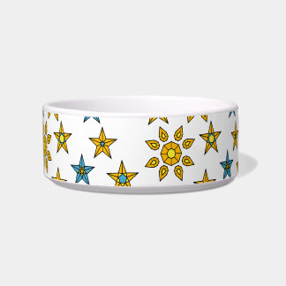 Tigela Espaço Branco Laranja Azul Sol e Estrelas Padrão G