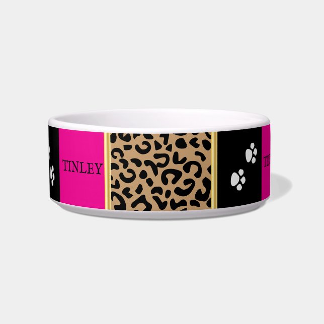 Tigela Estampa de Animal Leopardo com Preto e Rosa (Frente)