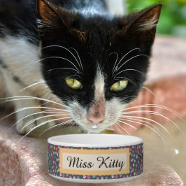 Tigela Estampas de gato coloridas e bonitas em Cinzas