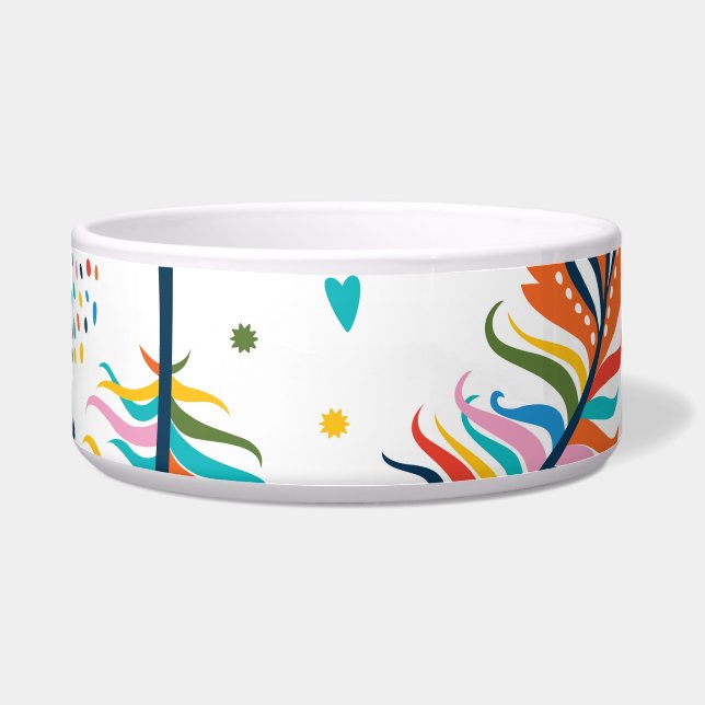 Tigela Estilo Boho, padrão de pena sem falhas. (Frente)