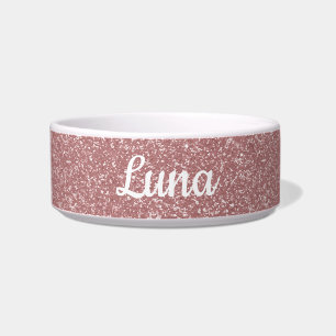 Tigela Estilo brilhante Dourado Rosa Personalizado Cão Ro