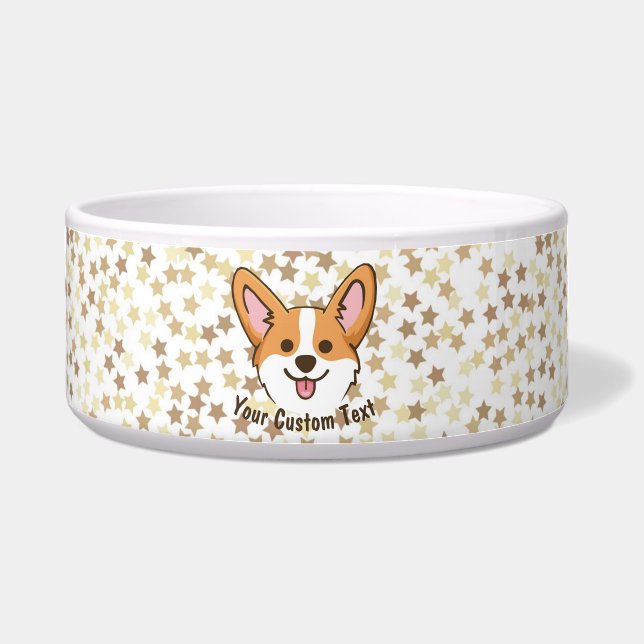 Tigela Estrelas de Cão-Papoeiro Personalizadas Pembroke W (Frente)