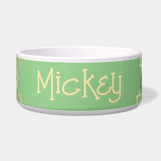 Tigela Estrelas Primavera personalizadas verdes de David  (Frente)