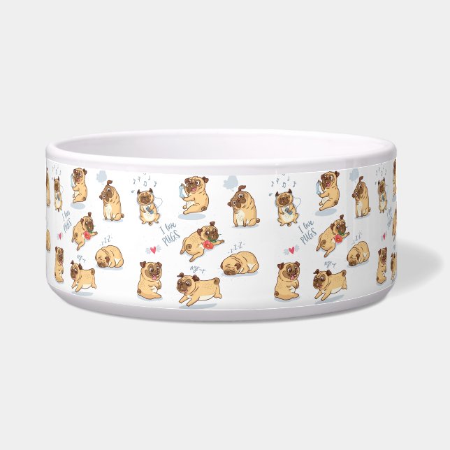 Tigela Eu Adoro Pugs (Frente)