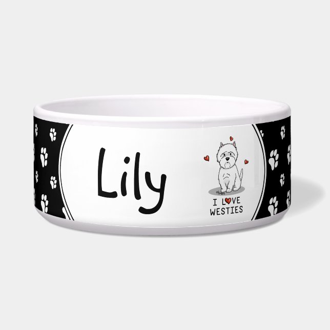 Tigela Eu Amo Westies - Terrizes Brancos do West Highland (Frente)