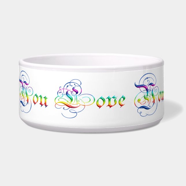 Tigela eu te amo. Texto decorativo do inclinação (Frente)