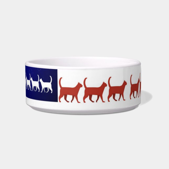 Tigela EUA flag cats brancas e azuis (Frente)