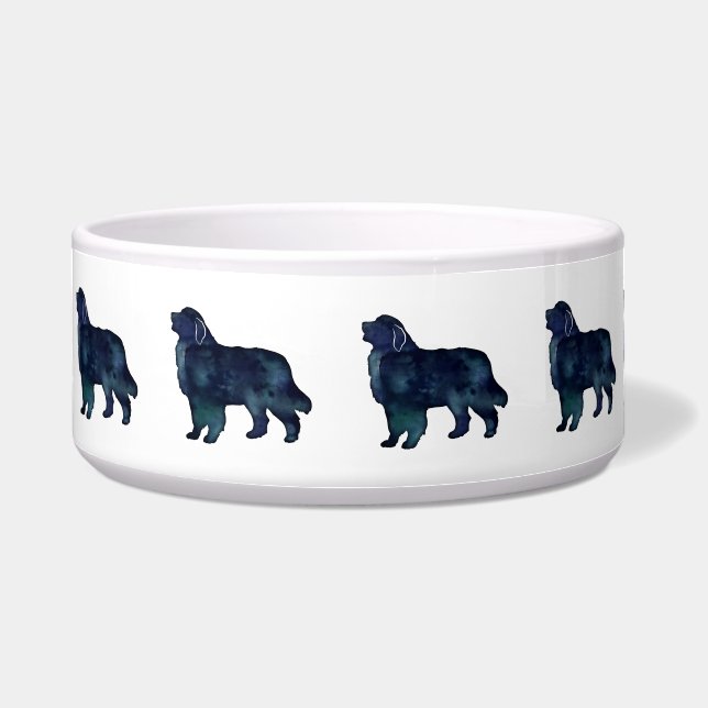 Tigela Excelente Pirenéus Cães Raça Silhueta Aquarela (Frente)