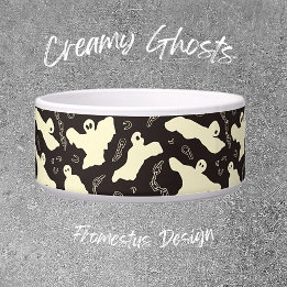 Tigela Fantasmas Cremosos - padrão de Halloween.