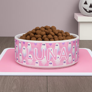 Tigela Fantasmas Rosa Fantasma Nome Personalizado Cão Hal