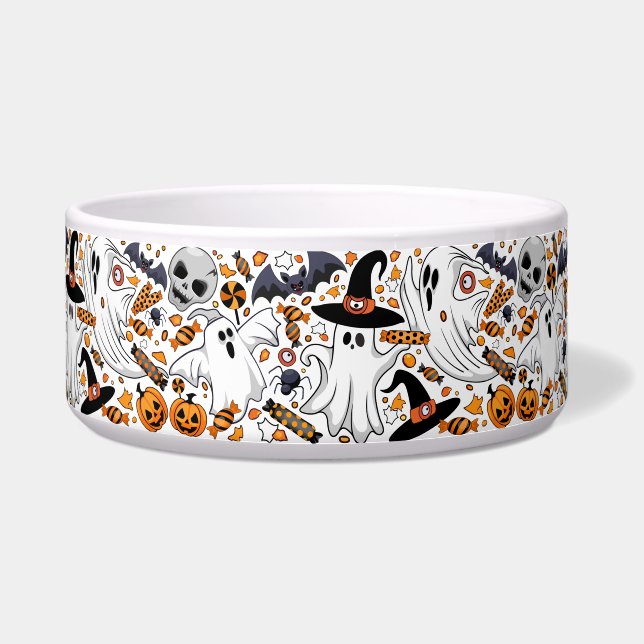 Tigela Fantasmas Spooky e Monstros Cute Assustadores (Frente)