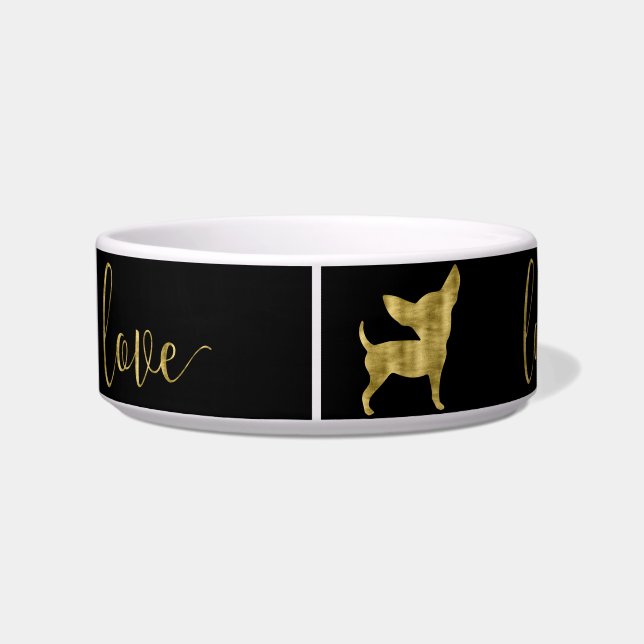 Tigela Faux Dourado Chihuahua ama Black Pet Bowl (Traseira)