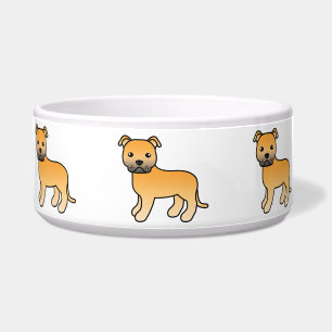 Tigela Fawn Cartoon Staffordshire Bull Terrier