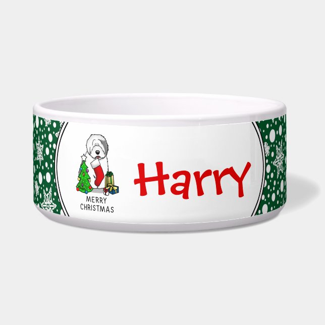 Tigela Feliz Natal Árvore 2 Antiga Cinza de Ovino Inglês  (Frente)