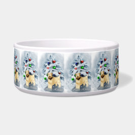 Tigela Feliz Natal Terrier com Rodas Revestidas