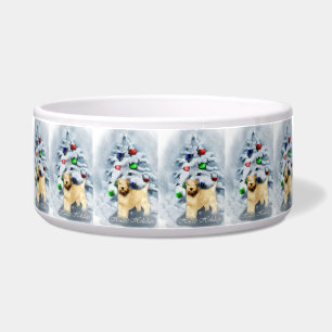 Tigela Feliz Natal Terrier com Rodas Revestidas