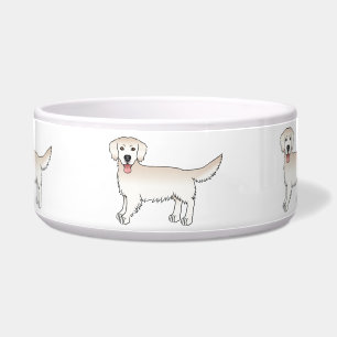 Tigela Feliz Ouro Inglês Cachorros de Cartoon para Retrie