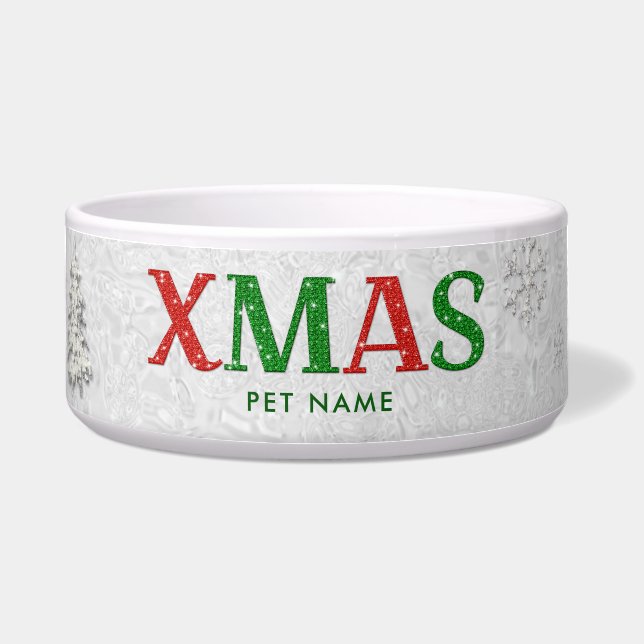 Tigela Feliz Vermelha Verde Elegante Rhinestone Natal Bra (Frente)