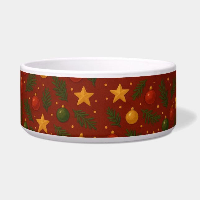 Tigela Feriado de Natal Vermelho Grande Pet Bowl Festivo (Frente)