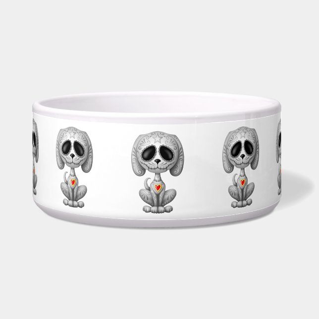 Tigela Filhote de cachorro cinzento do açúcar do zombi (Frente)