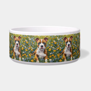 Tigela Filhote de Staffordshire Bull Terrier marrom e bra