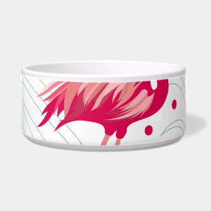 Tigela Flamingo tropical e folhas, padrão de verão.
