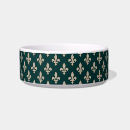 Tigela Fleur de Lis Pattern, Royal French Cream on Green