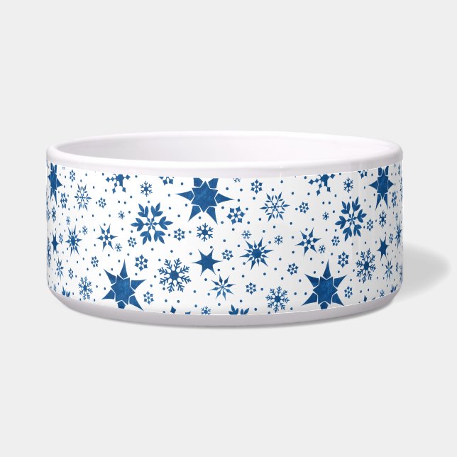 Tigela ❄️ Floco de Neve Azul Inverno Elegante Cozinha (Frente)