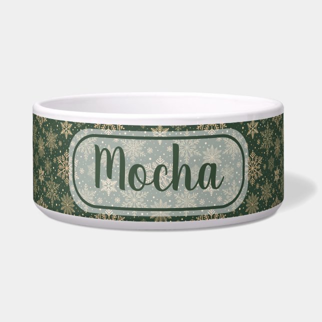 Tigela Floco de Neve Verde e Dourado Personalizado (Frente)