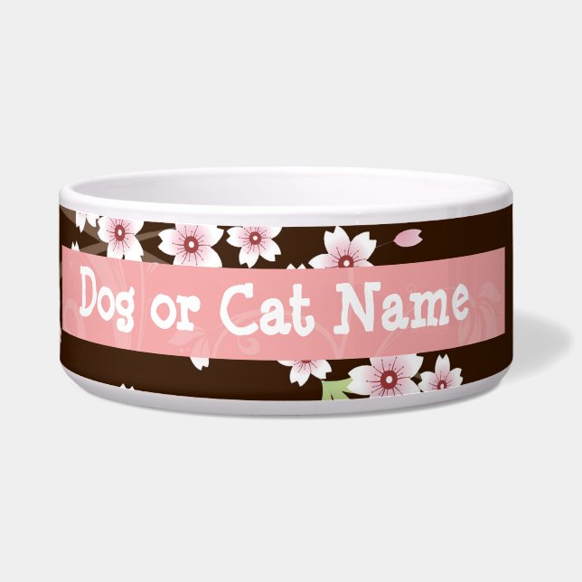 Tigela Flor de Dogwood Rosa/Marrom Personalizado (Esquerda)