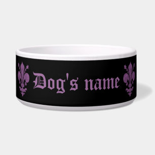 Tigela Flor de lis roxa no preto
