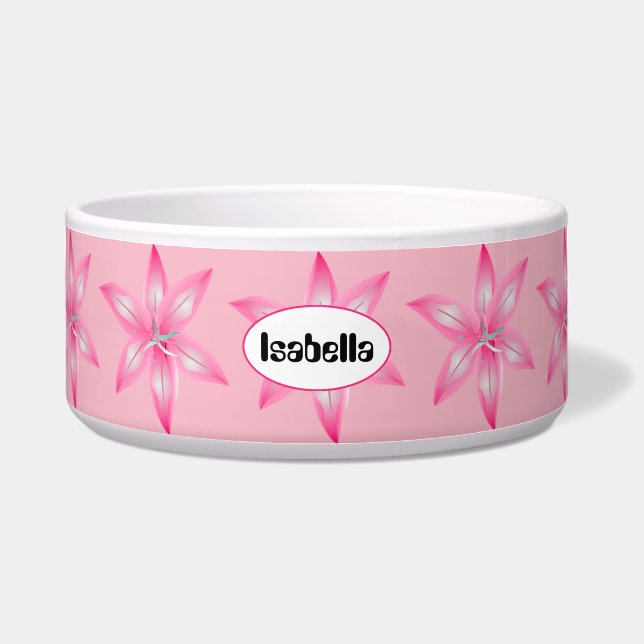 Tigela Flor Rosa Qualquer Nome Dog Bowl (Frente)