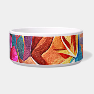 Tigela Floral Abstrato Art Laranja Vermelho Azul Flores