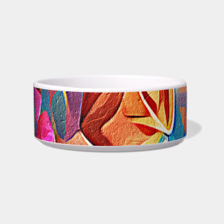 Tigela Floral Abstrato Art Laranja Vermelho Azul Flores