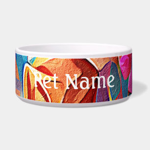 Tigela Floral Abstrato Art Laranja Vermelho Azul Flores