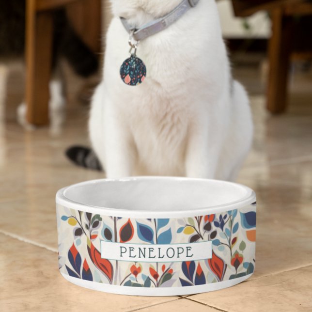 Tigela Floral Escandinavo Abstrato moderno | Monograma (Criador carregado)