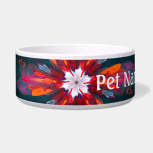 Tigela Floral Flores de Mandala Laranja Vermelho Abstrato