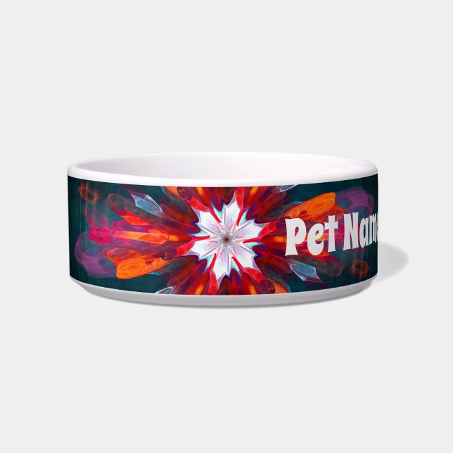 Tigela Floral Flores de Mandala Laranja Vermelho Abstrato (Frente)