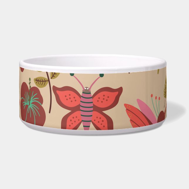 Tigela Floral seamless pattern flowers, birds, butterfly (Frente)