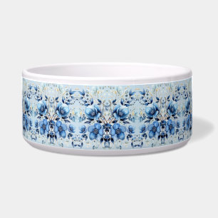 Tigela Flores Azuis De Aquarelas Pet Bowl Cerâmica