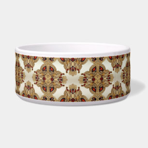 Tigela Flores de ouro Red Gemstone Cerâmica Pet Bowl